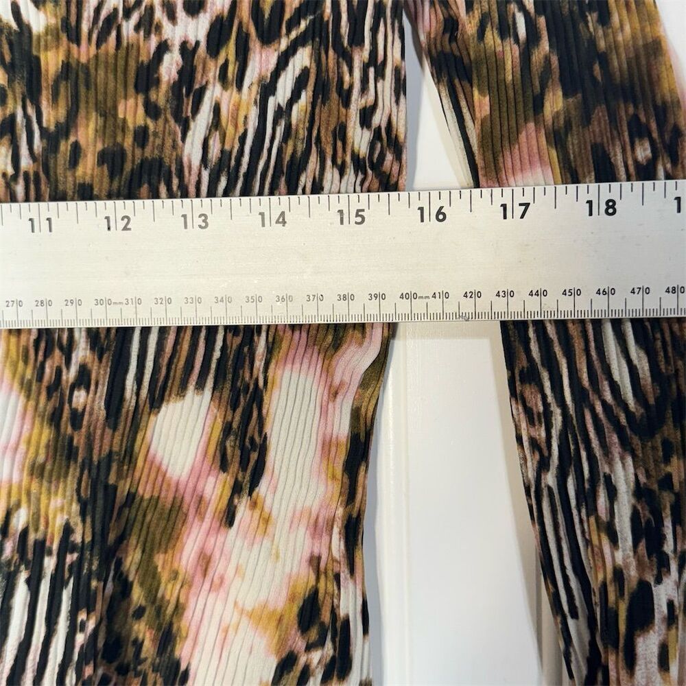 Sioni XL Sheer Ruffle Leopard Blouse Mesh Pleated Animal Print Y2K Top - Picture 4 of 6